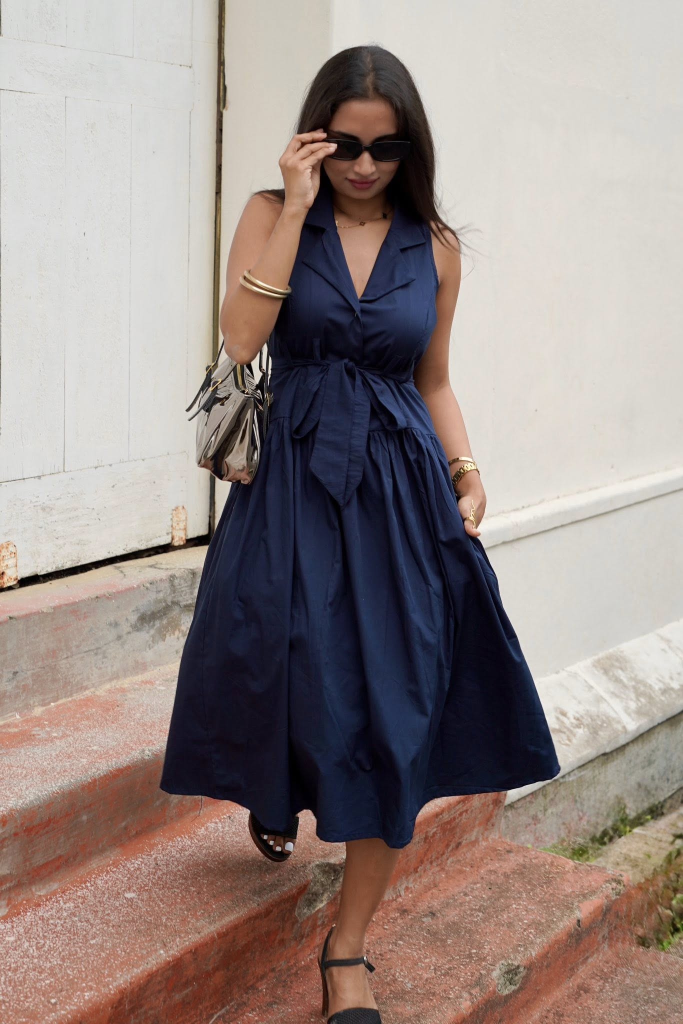 Navy Blue CM Knot Dress