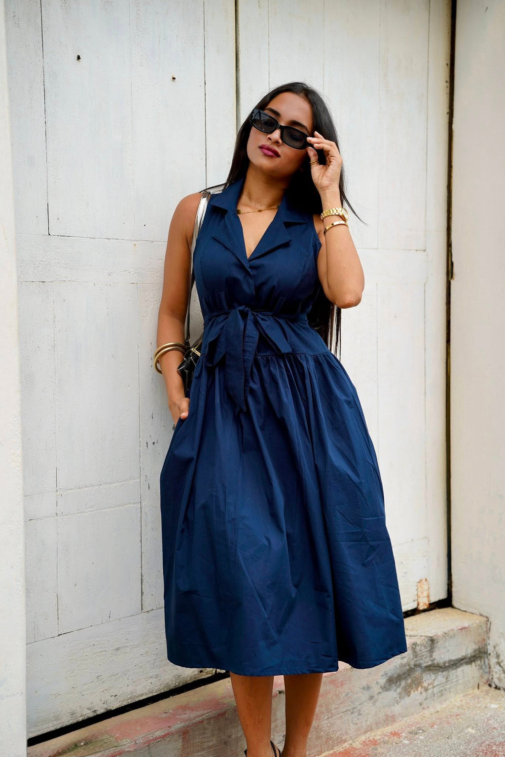 Navy Blue CM Knot Dress