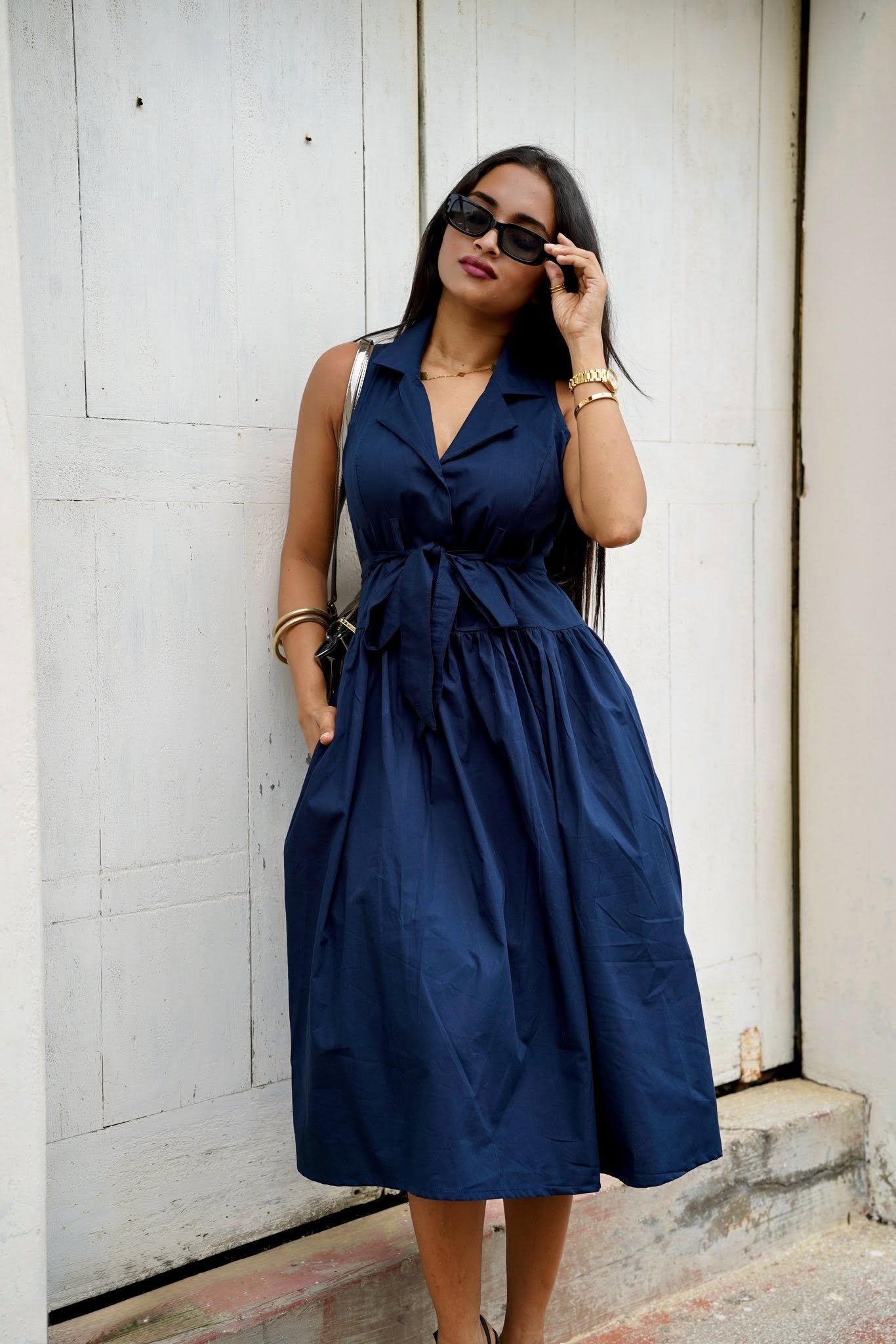 Navy Blue CM Knot Dress