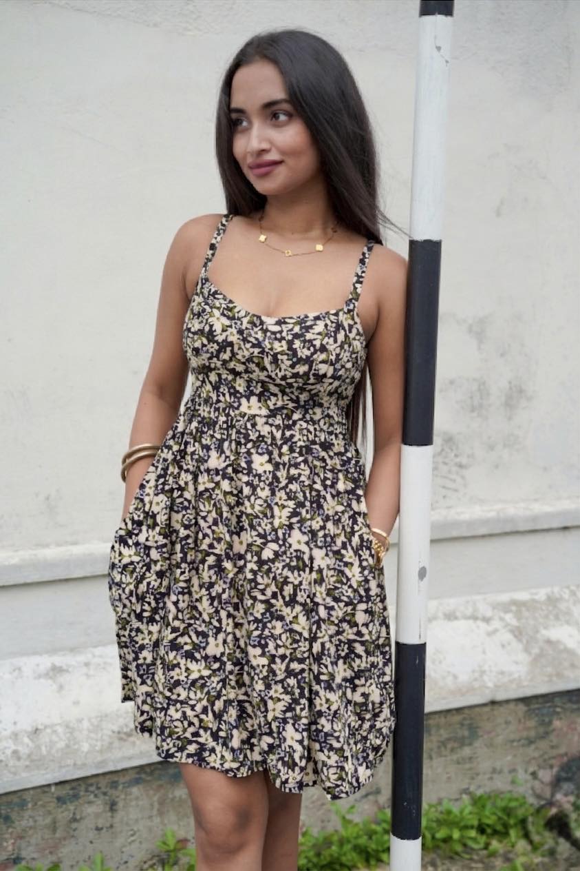 Black Floral Mini Dress