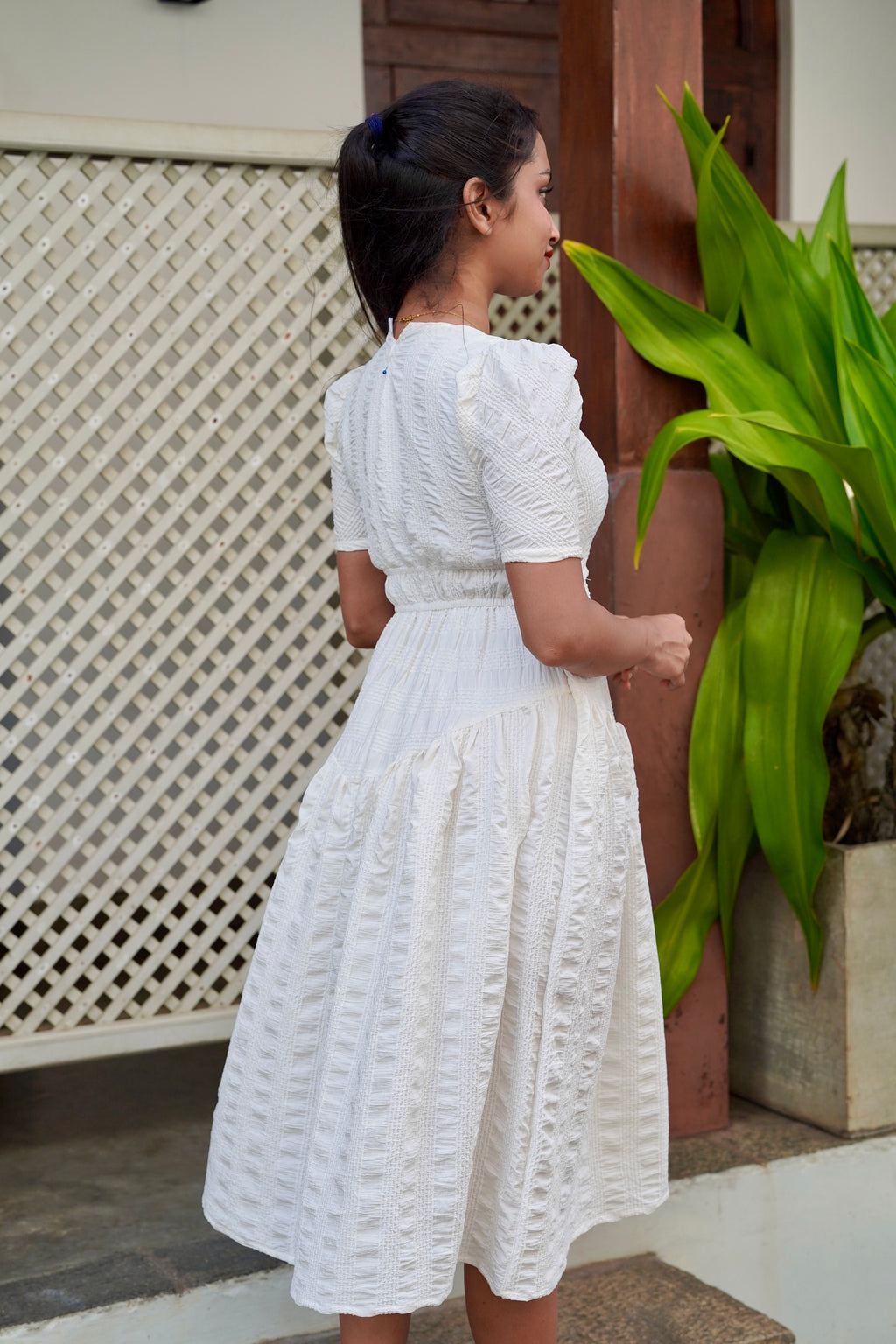 Luna White Midi Dress